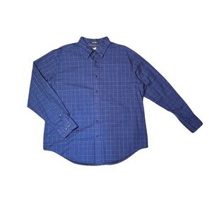 Men’s Large St. John's Bay long sleeve vtg Navy Plaid Button Down flannel Shirt